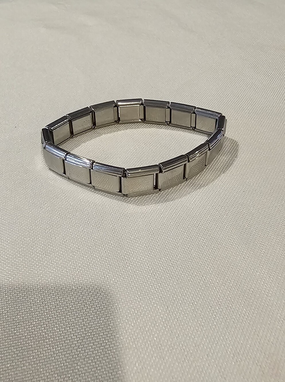 Stretch Blank Link Silver Tone Bracelet